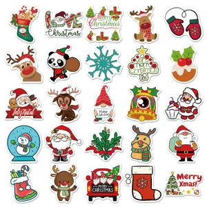 Christmas waterproof PVC stickers set, cute cartoon decals for phone case, water bottle, decor.