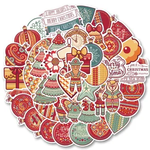 Christmas waterproof PVC stickers set, festive decorative decals for phone case and cup.