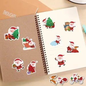 Christmas waterproof stickers detail view, cute Santa Claus designs for planner and journal.