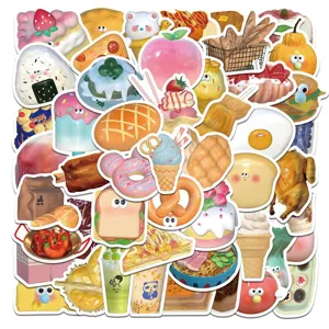 65 pzas pegatinas 3D de comida de panadería, calcomanías impermeables para diario, iPad, portátil, taza.