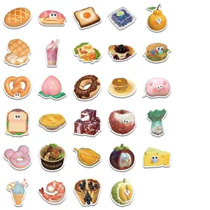 Set de pegatinas 3D lindas de comida de panadería, calcomanías decorativas impermeables taza