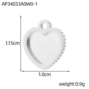 Herz-Anhängerrohling aus Edelstahl mit präzisen Maßangaben von 1,15 cm x 1,0 cm