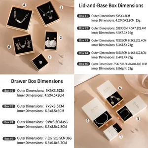 Set de boîtes à bijoux pour colliers et bagues styles couvercle et tiroir