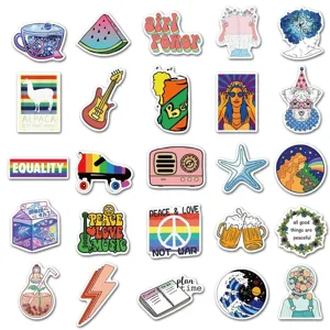 50pcs cute aesthetic vinyl waterproof stickers for laptop water bottle luggage skateboard