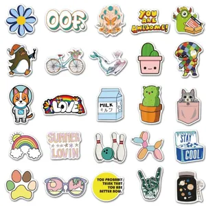 Waterproof cute cartoon aesthetic sticker pack for laptop, water bottle, luggage, 50 pcs
