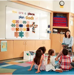 Set di decorazioni per bacheca con puzzle a croce boho per decorare le pareti della classe.
