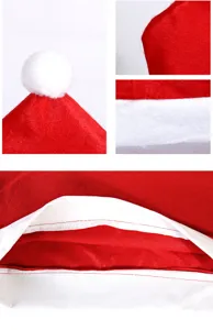 Coprisedia natalizio rosso dettaglio con ponpon bianco e consistenza in tessuto non tessuto.