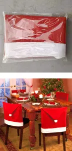Coprisedia Cappello di Babbo Natale Rosso Tessuto non Tessuto Decorazione Tavola Sala Pranzo
