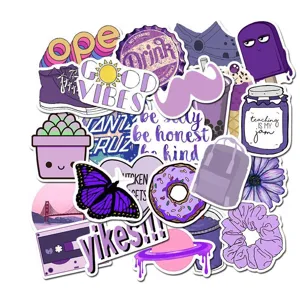 50pcs purple aesthetic stickers pack waterproof vinyl cute graffiti decals for laptop water bottle