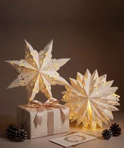 Hollow paper snowflake lamp LED Christmas decoration hanging star lantern for home window display