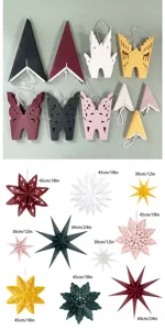 Folded and unfolded 3D paper star hanging lanterns, perfect for Christmas party and holiday decor.