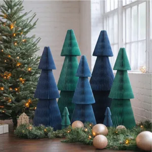 Foldable paper honeycomb Christmas tree decoration for home party desktop holiday display showcase