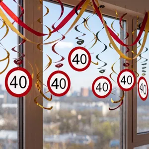 Rundes Verkehrszeichen Geburtstag Party Hängende Spiralen PVC Papier Deckenhänger Für Meilenstein Jubiläumsfeier Dekoration