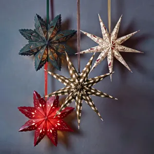 Christmas Paper Lantern Hanging Star Hollow Snowflake Decor Nordic Retro Paper Stars For Party Home Window Xmas Decoration