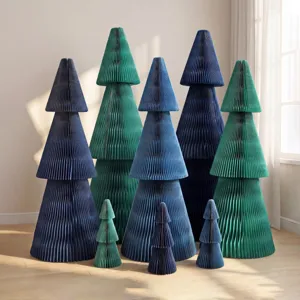 Foldable Honeycomb Paper Christmas Tree Ornaments Nordic Accordion Design Desktop Floor Festive Party Home Window Decor
