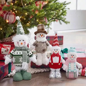Christmas Snowman Doll Plush Ornament For Home Decor Fabric Snowman Figurine Holiday Window Arrangement Xmas Tree Decoration Gift