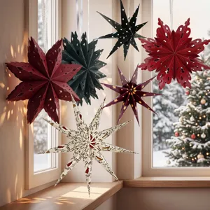 Nordic Christmas paper star lantern hanging decorations for holiday party home decor