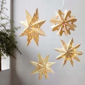 Weihnachten Papier Stern Laterne Hohl Schneeflocken Hängen Dekoration Faltbare Papier Lampenschirm Für Home Fenster Party Dekor