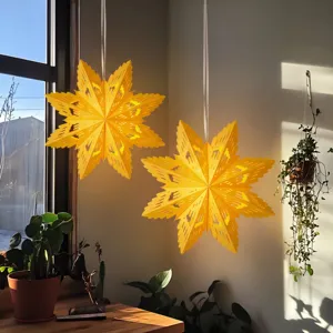 3D yellow paper star lanterns hanging decoration for Christmas holiday party home decor