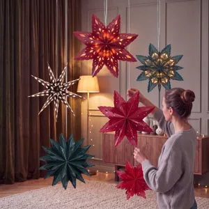 Christmas paper star lantern hanging holiday party decor Nordic vintage paper stars