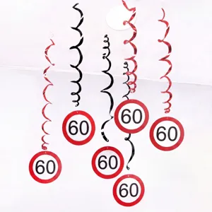 Rot weiße 60 Geburtstag Spirale Hänge Dekoration Decke Party Deko Element Haupt