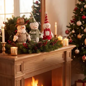 Christmas snowman plush dolls set home fireplace decor festive cute stuffed toys ornaments