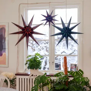 Christmas paper star lantern hanging decoration vintage plaid stars for holiday home decor