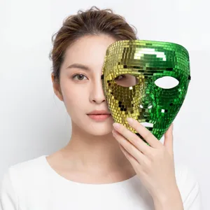 Máscara de espejo de discoteca brillante para disfraz de Halloween, accesorio cyberpunk.