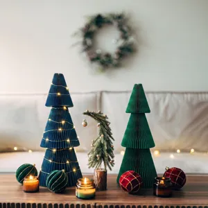 Accordion paper honeycomb Christmas tree folding desktop holiday party home decor