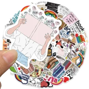 Set adesivi graffiti Giornata mondiale del libro, decalcomania impermeabile per valigia tazza.