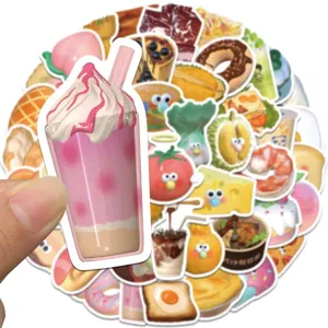 Set de pegatinas 3D de comida bonita, calcomania impermeable DIY para diario, taza, iPad.
