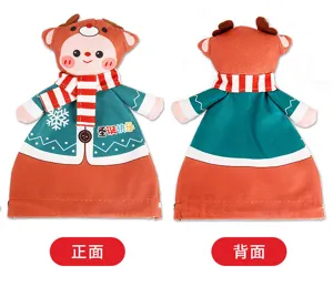 Bolsa de regalo con cordón de franela de dibujos animados de Navidad, bolsa de caramelos.