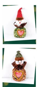 Christmas plush gift bag set featuring cute Santa and snowman designs with heart window.
