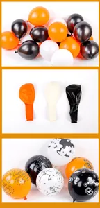 Halloween latex balloons set in orange black and white with spooky prints for party decor