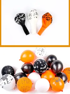 Halloween 12 inch latex balloons set printed with pumpkins skulls and bats for party decor