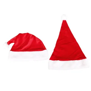 Bonnet de Père Noël Classique en Velours Doré Avec Bordure en Peluche Blanche Bonnet de Noël Épais pour Adultes Enfants Décoration de Fête