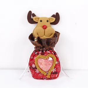 Christmas reindeer gift drawstring bag candy apple packaging pouch holiday party decor