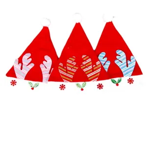Kerstmuts Kinderen Flanel Gewei Kerstman Muts Cartoon Sneeuwvlok Gestreepte Pluche Pompon Vakantie Feest Decoratie