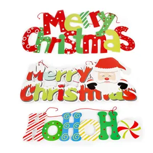 Merry Christmas Letter Sign Foam Board Hanging Decoration Reindeer Snowman Santa Claus Christmas Party Door Wall Decor Ornament