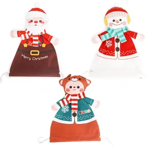 Bolsa cordón terciopelo Navidad lindo Santa Claus muñeco nieve caramelo paquete regalo decoración
