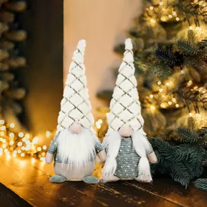 Kerst kabouter pluche poppen set zittend gezichtsloze pop vakantie huisdecoratie 44cm
