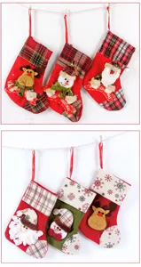 Christmas stockings decoration set with cute plush santa snowman and reindeer for holiday tree