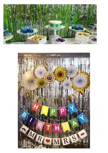 Tinsel Foil Fringe Curtain 2x1M Birthday Party Wedding Stage Backdrop Photo Prop Door