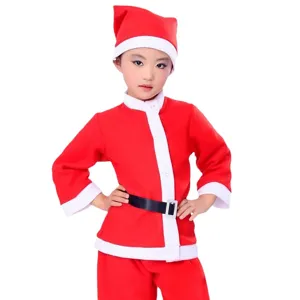 Kinder Weihnachtsmann Kostüm Set Rotes Weihnachtsoutfit für Jungen und Mädchen Party