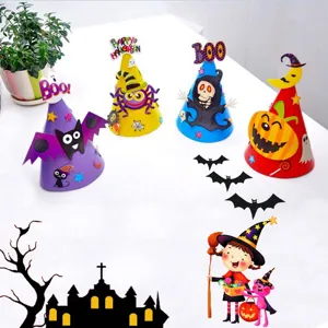 Halloween Cartoon Paper Party Hats For Kids Pumpkin Bat Spider Design Costume Cone Caps DIY Festival Decoration Props