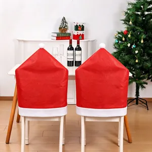 Coprisedia a Forma di Cappello di Natale Rosso per Decorazione Tavola Tessuto non Tessuto Velluto Oro Decorazioni Feste