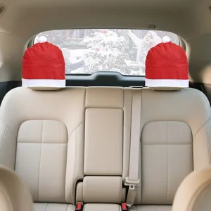 Copri Poggiatesta Auto Natalizi Design Cappello di Babbo Natale Rosso Tessuto Non Tessuto Decorazione Interni Veicolo Festa