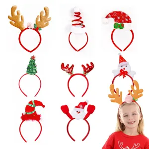Christmas Headbands Antler Hair Bands Santa Claus Snowman Reindeer Headwear For Kids Adults Holiday Party Decorations
