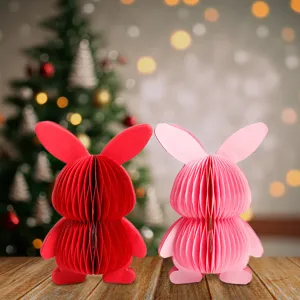 Easter honeycomb paper rabbit decoration accordion folding desktop ornament for holiday party