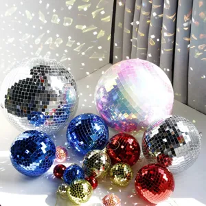 Disco Spiegelkugel Set reflektierende Glas Party Deko Kugel fuer Hochzeit Buehne Weihnachten